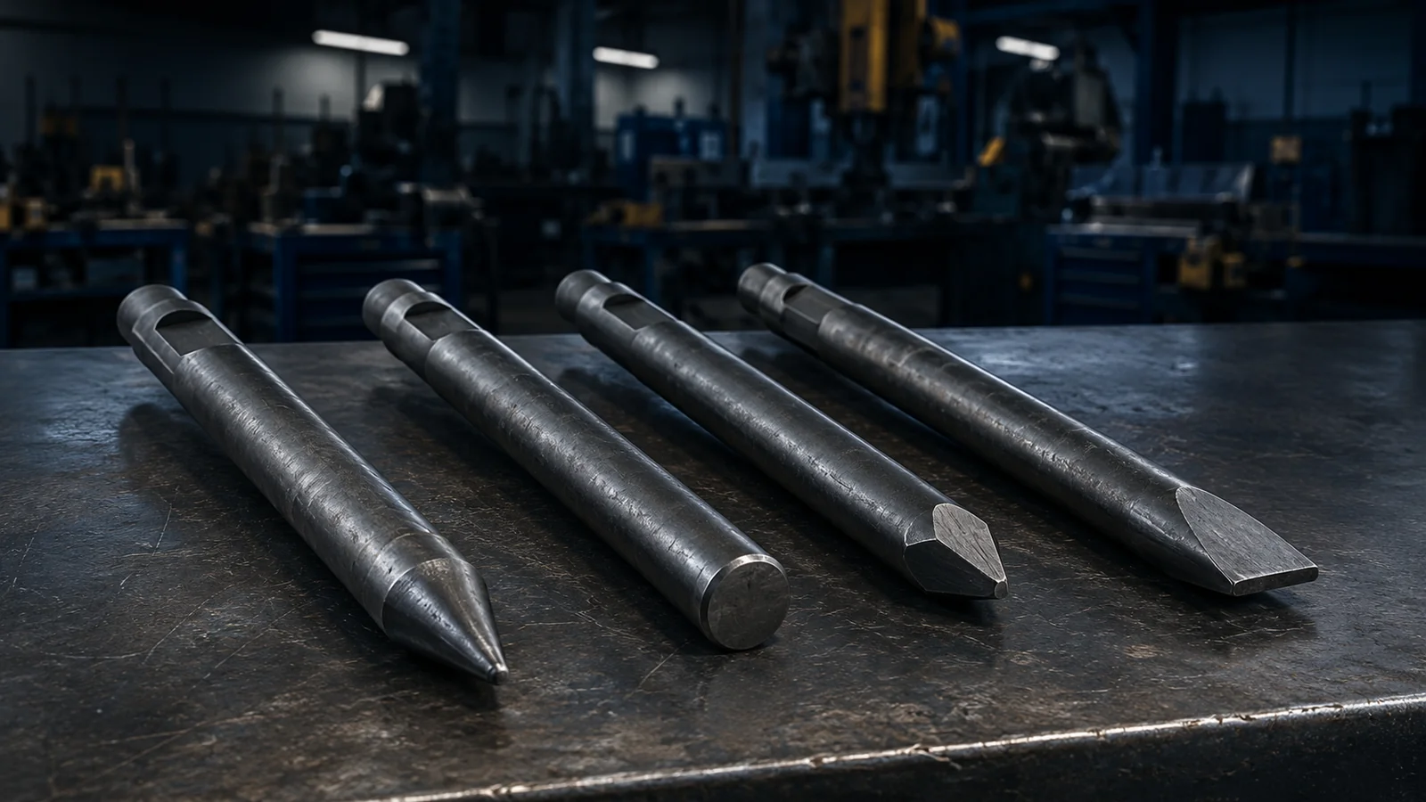Hydraulic breaker working tools prepared for material and application matching