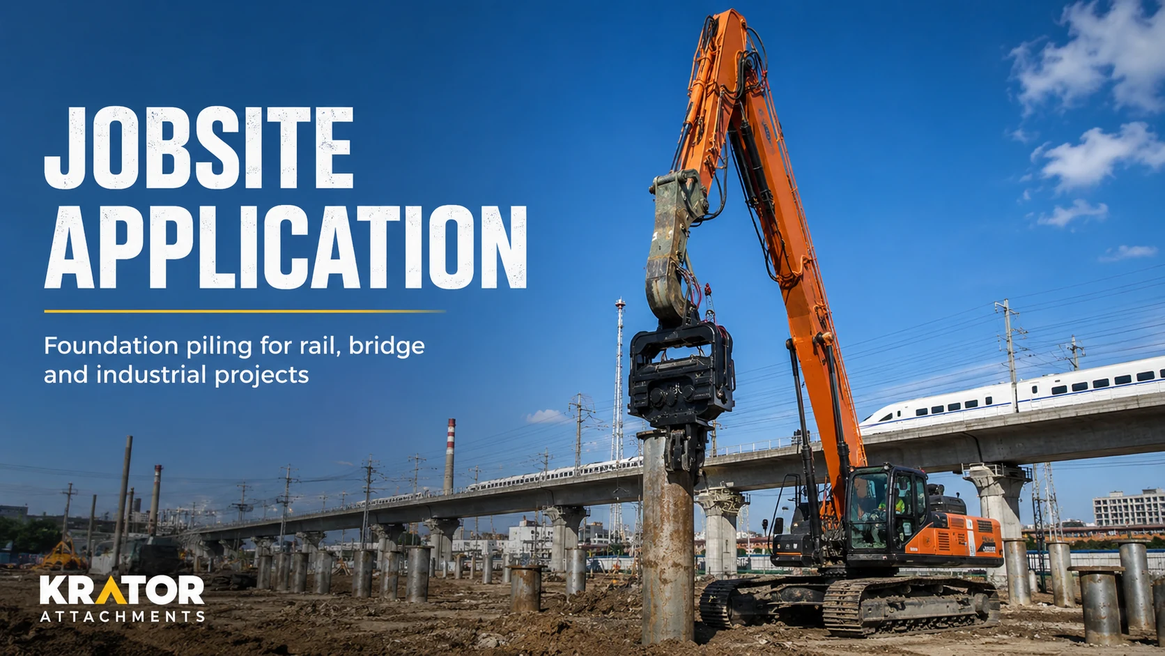 Side-grip pile hammer picking up and positioning a sheet pile from the side