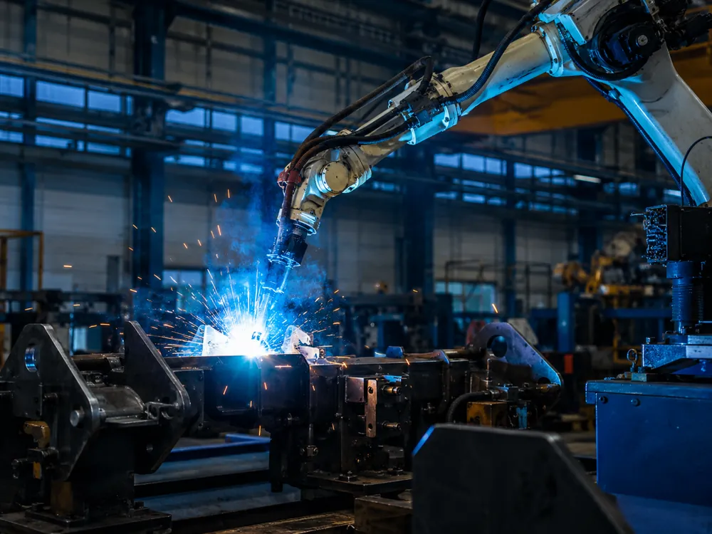 Robotic welding process in KRATOR factory